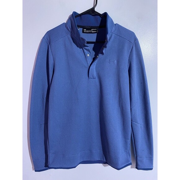 Under Armour  Sweater Mens M Blue Coldgear Golf Loose Fit 1/4 Snap Button Casual - Picture 1 of 14